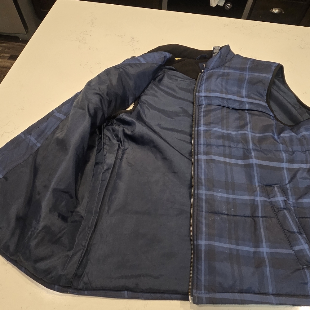 Chaps Blue Plaid Quilted Puffer Vest Jacket Mens Plus Size XXL - Picture 8 of 13